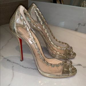 Christian Louboutin Hargaret Gold  120 Mm Sz 40
